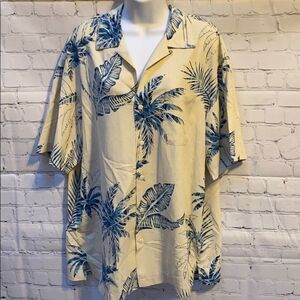 Paradise Collection Hawaiian Button Down Shirt Palm Leaf Print Men’s Size L